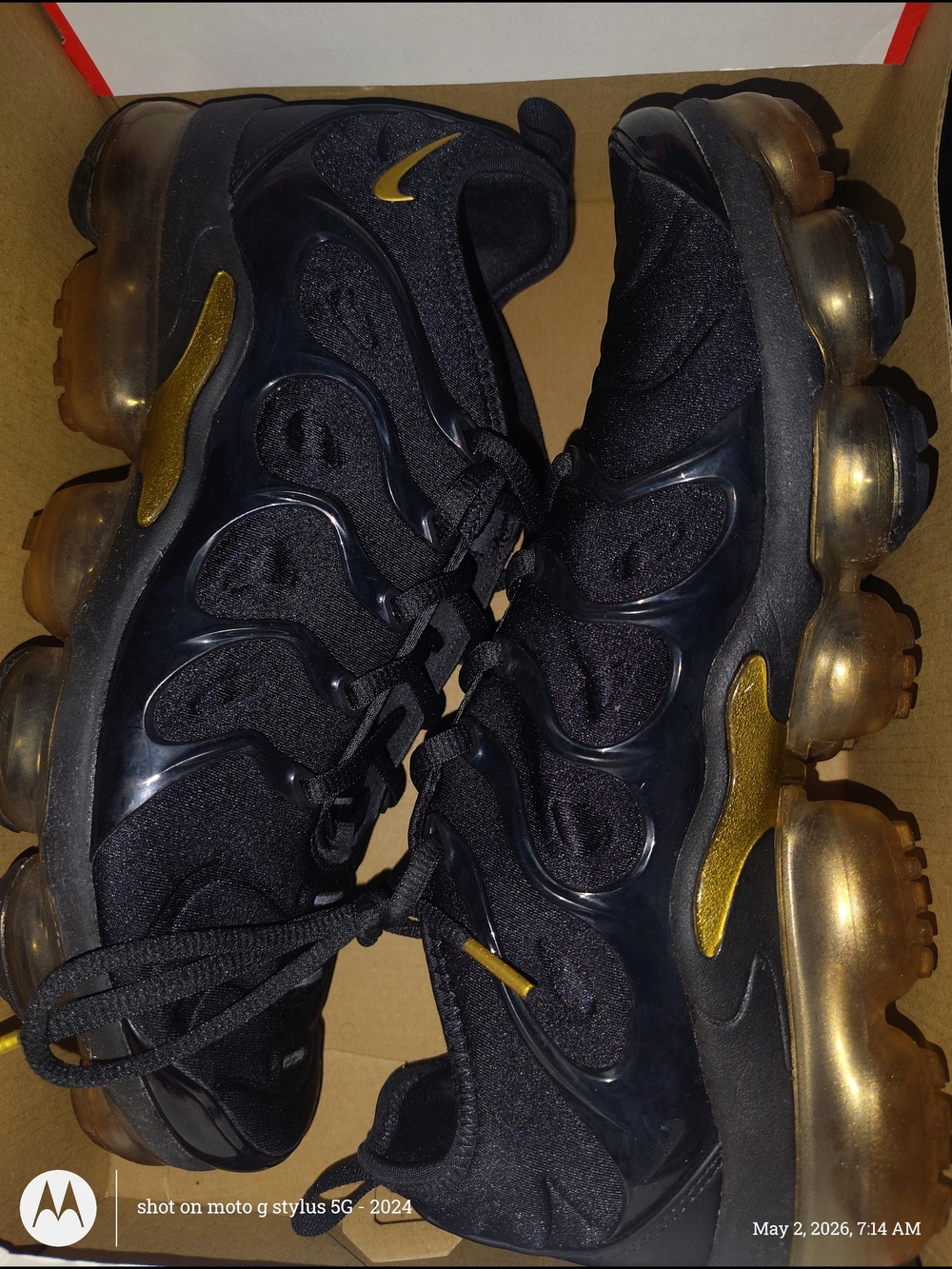 Nike Black and Metallic Gold VaporMax-Style Running Shoes